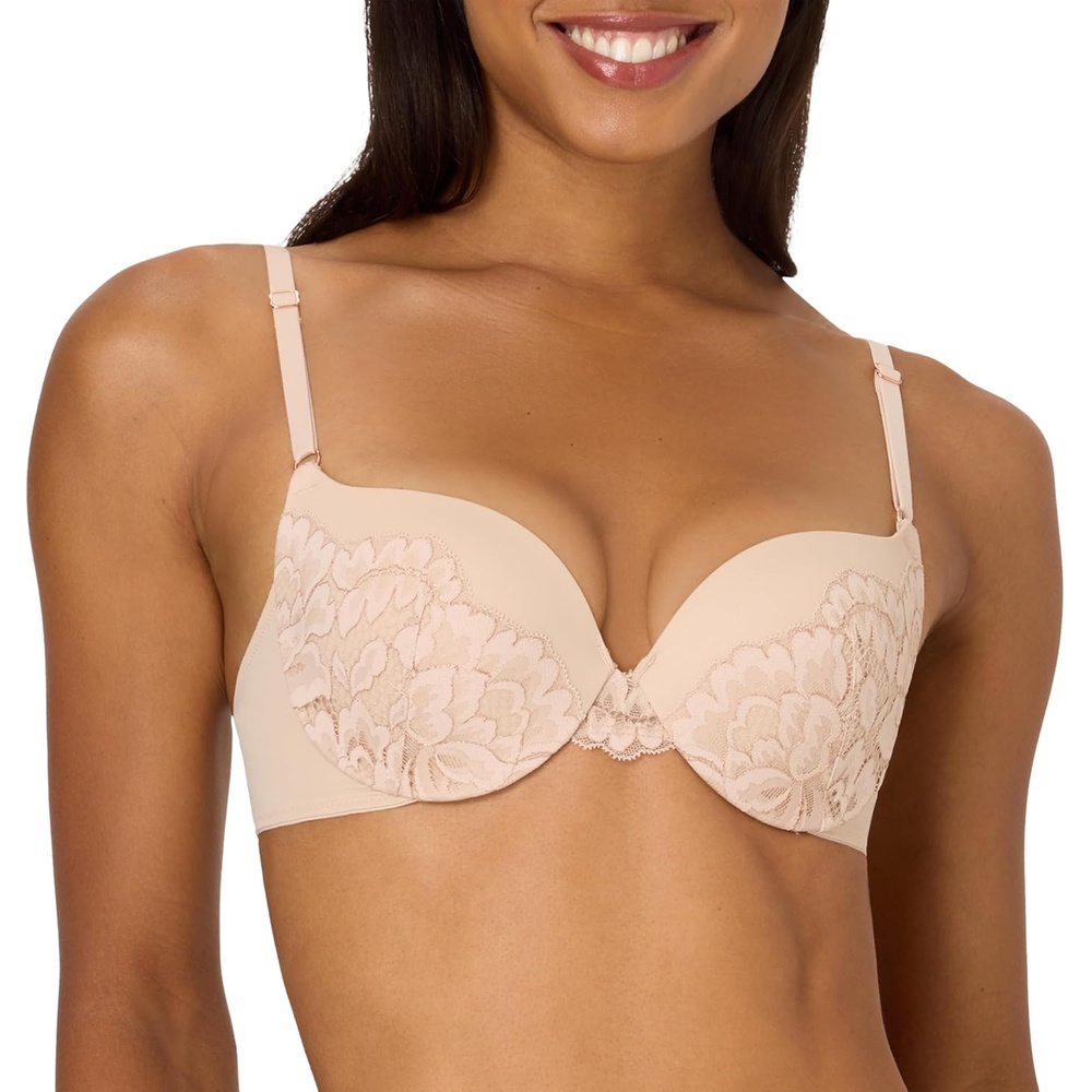 image:imageMaidenform Womens PushUp Bra Love The Lift Lace Demi PushUp Bras for Women Smoothing Underwire Convertible StrapsAlmondRose Gold