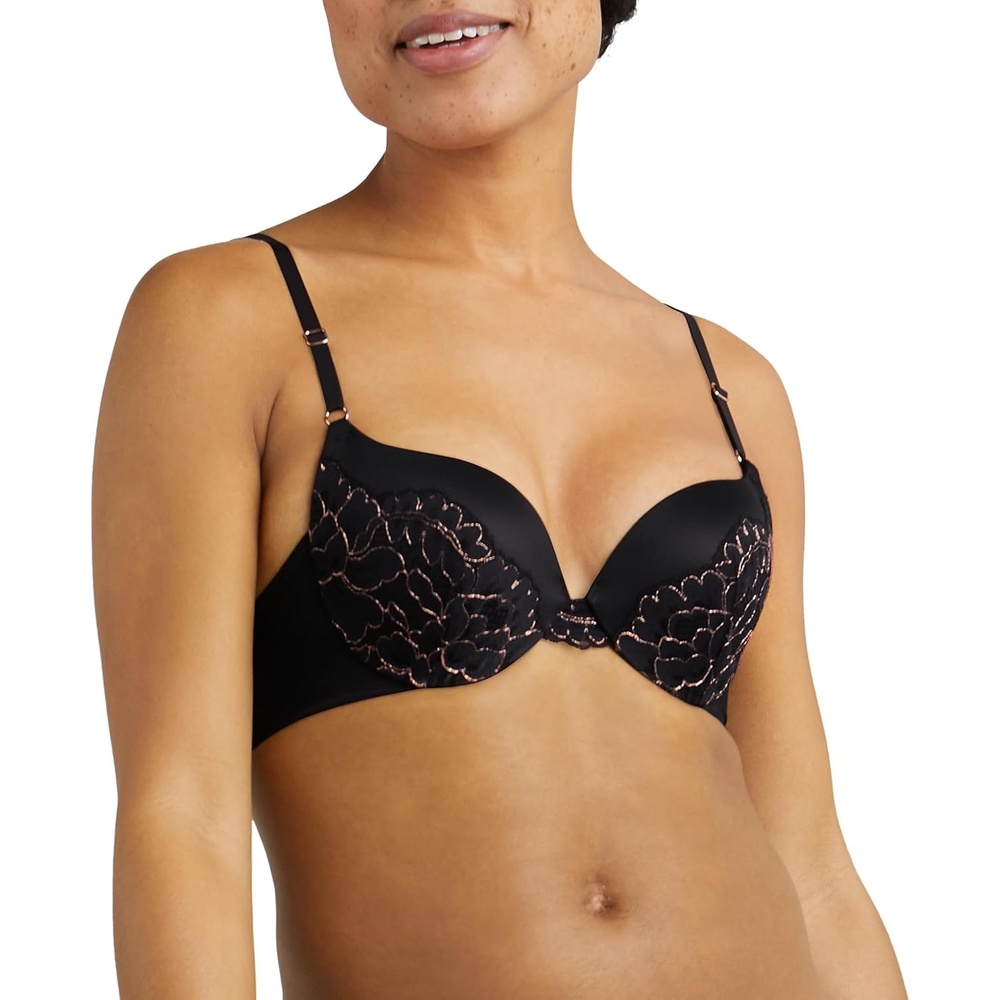image:imageMaidenform Womens PushUp Bra Love The Lift Lace Demi PushUp Bras for Women Smoothing Underwire Convertible StrapsBlackRose Gold