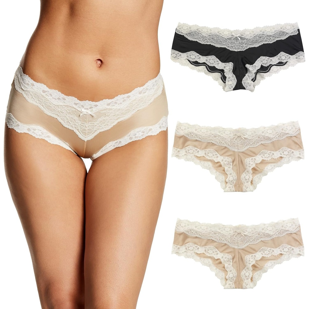 image:imageMaidenform Womens Underwear Hipster Pack 3Pack LowRise Cheeky Underwear Women Pack Lace Hipster Panties for WomenLatte LiftBlackLatte Lift