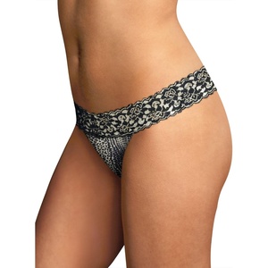 image:imageMaidenform Womens Dream with Lace Thong PantyAnimal Dot Print WBlack Ivory Cross Dye