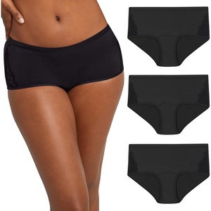 image:imageMaidenform Womens Hipster Period Underwear Moderate Protection with Builtin Liner 3packBlackBlackBlack