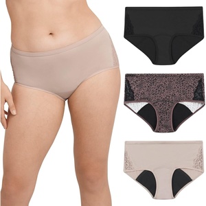 image:imageMaidenform Womens Hipster Period Underwear Moderate Protection with Builtin Liner 3packBlackSparrow Brown LeopardEvening Blush