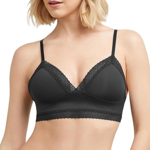 image:imageMaidenform Womens M Lace Trim Triangle Bralette Pullover Lace Bra Convertible Wireless BraletteBlack