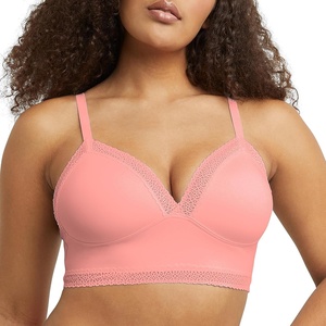image:imageMaidenform Womens M Lace Trim Triangle Bralette Pullover Lace Bra Convertible Wireless BraletteCoral Zest