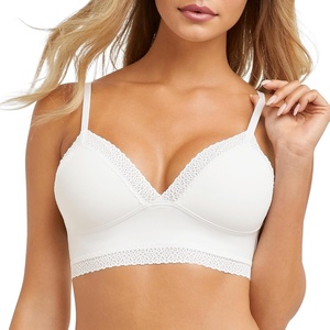 image:imageMaidenform Womens M Lace Trim Triangle Bralette Pullover Lace Bra Convertible Wireless BraletteWhite