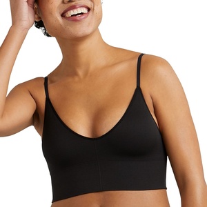 image:imageMaidenform Womens M Rib Seamless Brami Pullover Wireless VNeck Cami Bra Removable CupsBlack