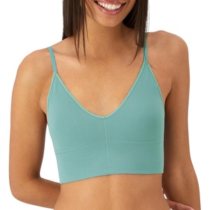 image:imageMaidenform Womens M Rib Seamless Brami Pullover Wireless VNeck Cami Bra Removable CupsCornflower Teal