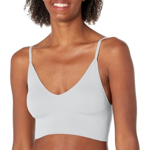 image:imageMaidenform Womens M Rib Seamless Brami Pullover Wireless VNeck Cami Bra Removable CupsWhite