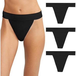 image:imageMaidenform Womens M Seamless Thong Underwear Thong Panties Noshow Underwear 3 packBlackBlackBlack