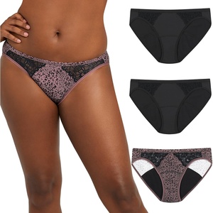 image:imageMaidenform Womens Moderate Absorbency Period Bikini Panties Builtin Liner Odor Guard 3PackBlackSparrow Brown LeopardBlack